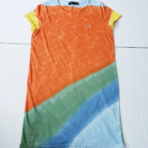 Polo Ralph Lauren Dresses & Skirts - Polo Ralph Lauren Rainbow Tie Dye Preppy Cotton T-Shirt Mini Dress